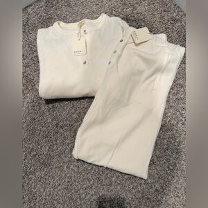 NWT DONNI. Ivory Button Henley Lounge Set